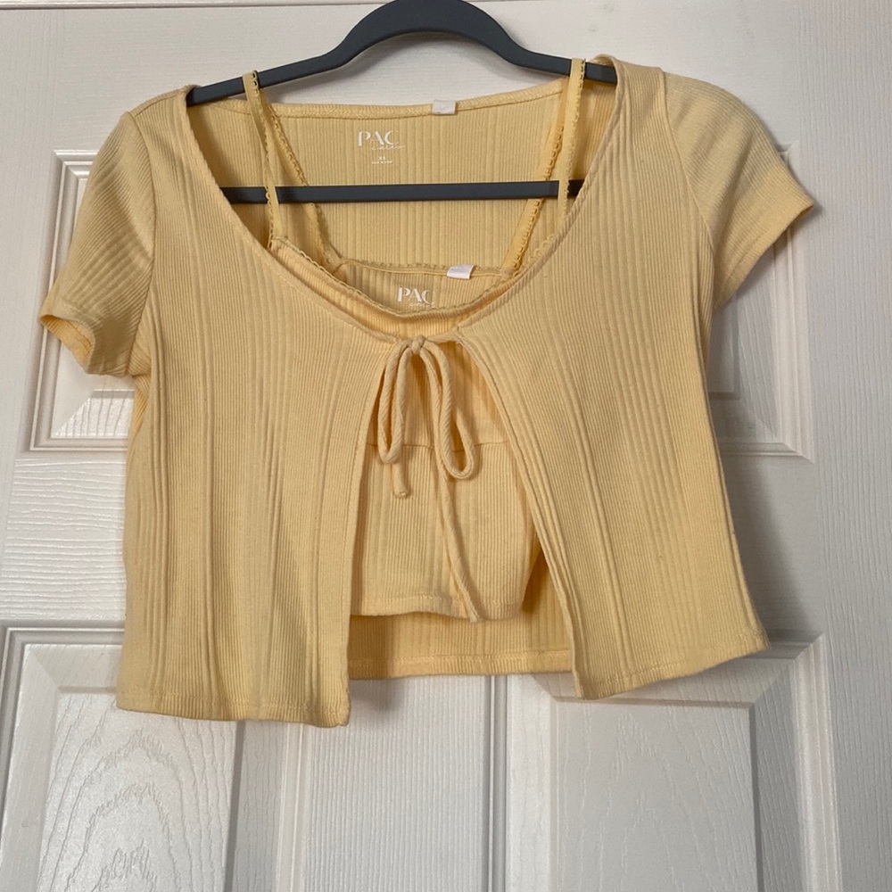pacsun yellow tied top with layering tank top